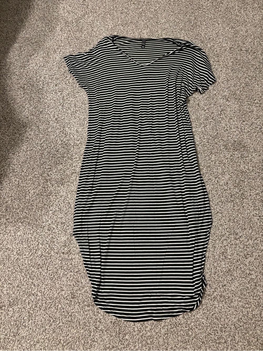 Alya Black & White Striped V-Neck Midi Dress